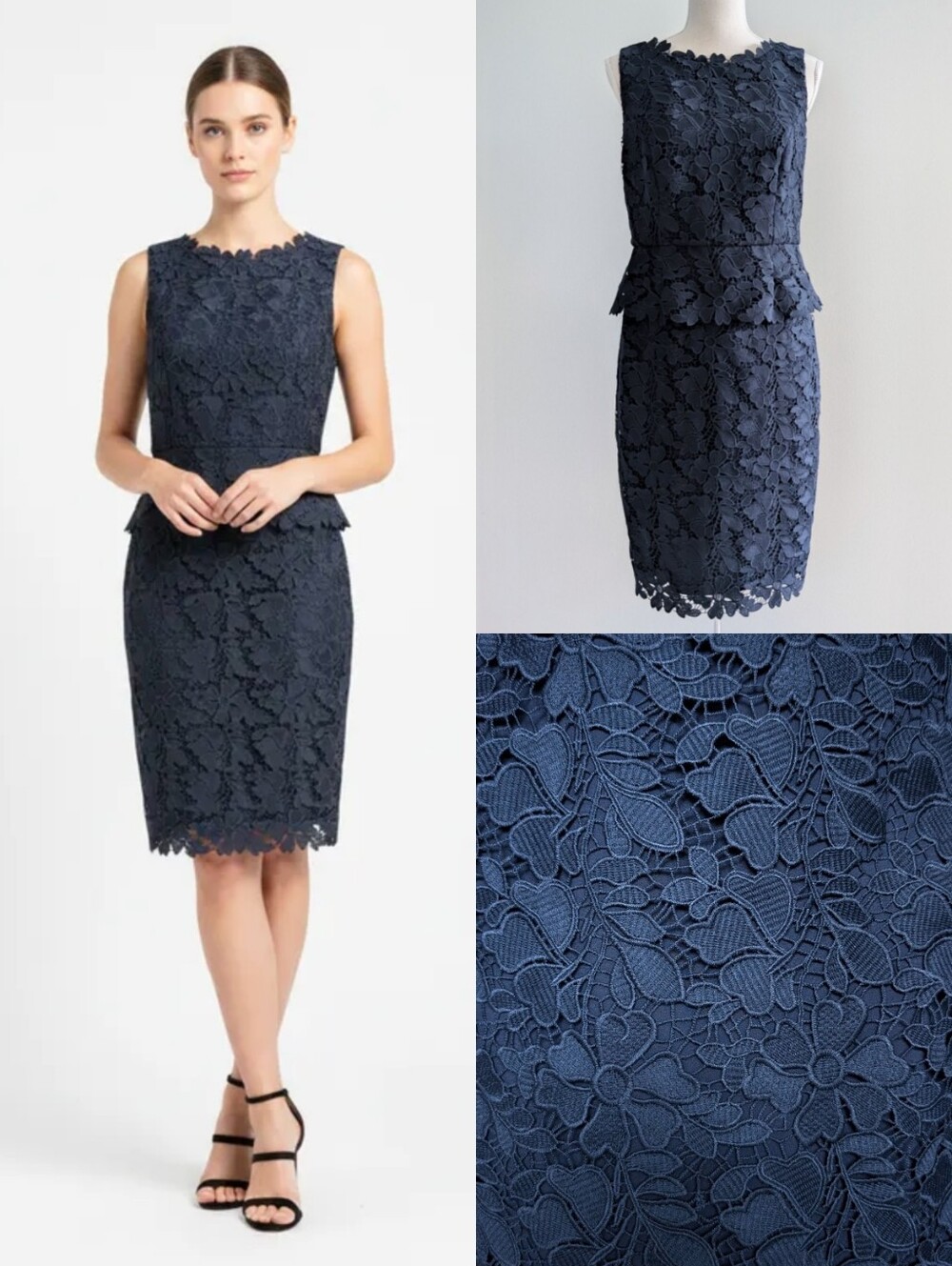 NWT Talbots Navy Floral Lace Sleeveless Dress
